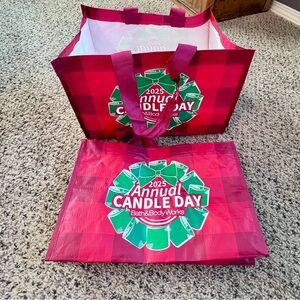 Bath & Body Works Candle Day Shopping Tote Bag‎ 2025 Annual Red 2 Pack